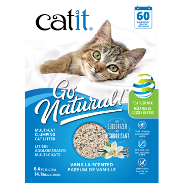 Catit Go Natural! Pea Husk Mix Multi-Cat Clumping Cat Litter, Vanilla