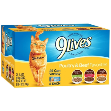 9Lives Poultry and Beef Favorites Variety Pack Canned Cat Food
