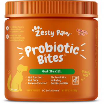 Zesty Paws Probiotic Bites with Digestive Enzymes Pumpkin Soft Chews for Dogs