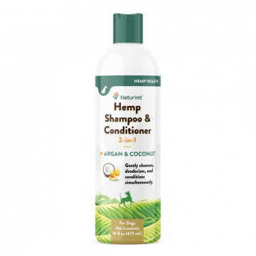 NaturVet Hemp 2-in-1 Shampoo & Conditioner with Argan & Coconut Oil for Dogs