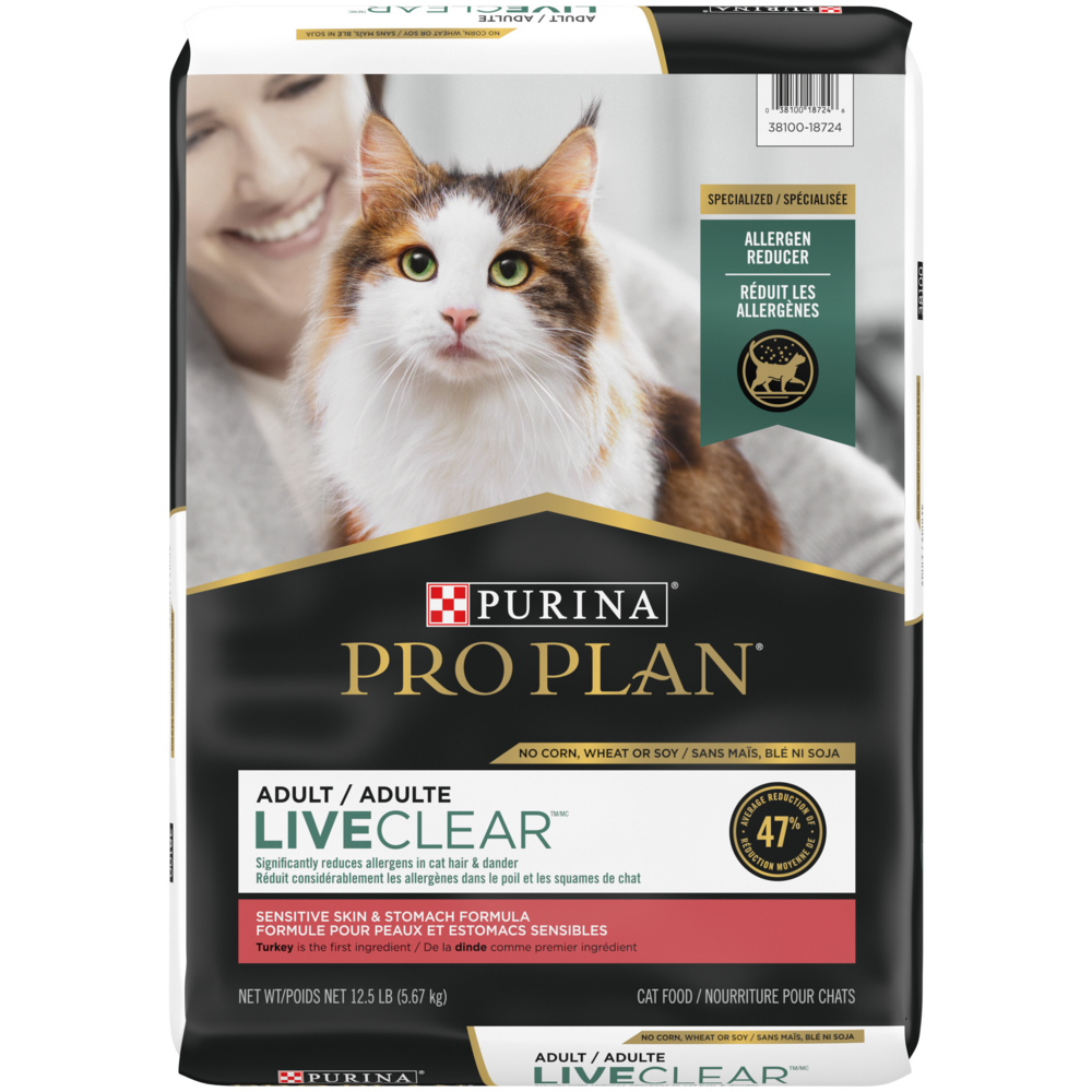 ProPlan LIVECLEAR Allergen Reducing Sensitive Skin & Stomach Turkey and Oatmeal Dry Cat Food