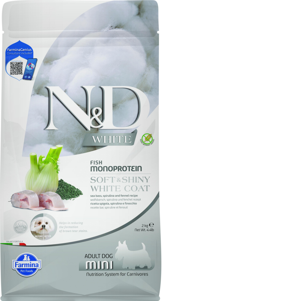 Farmina N&D White Coat Canine Formula Sea Bass, Rice Fennel & Kelp