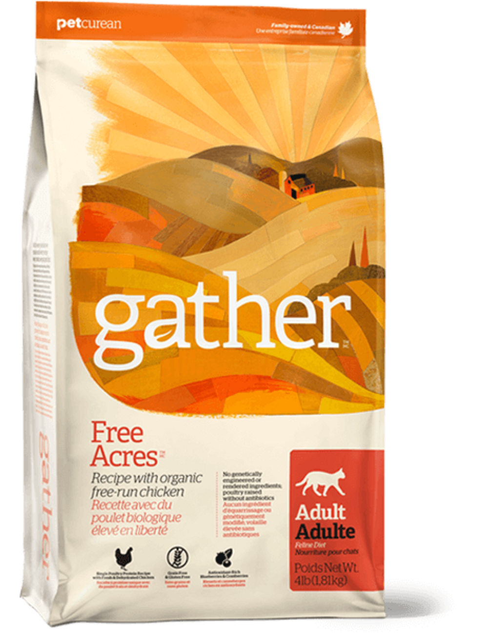 Petcurean Gather Free Acres Organic Free-Run Grain Free Chicken Recipe Adult Dry Cat Food