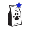 Bag of pet food with a blue star